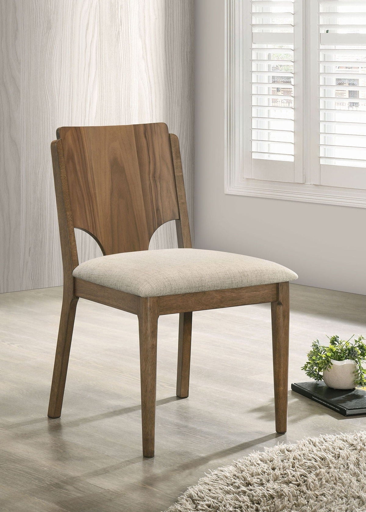 Crestmore Dining Chair Upholstered Seat Walnut (Set of 2) | 20 x 22.75 x 33.75 in | Walnut & Wood | Dining Room