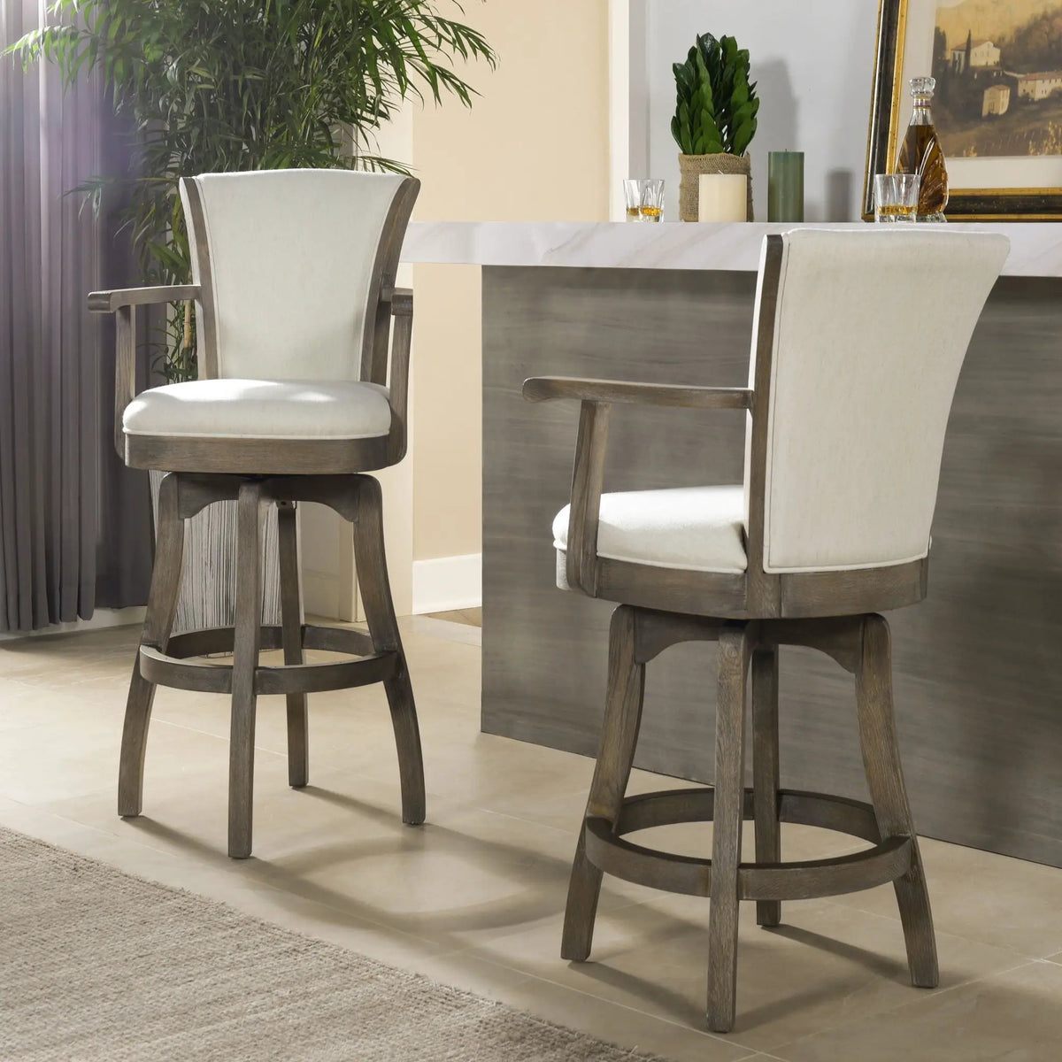 Williams Swivel Bar Stool | Counter Height | High Backrest | Sturdy Armrests