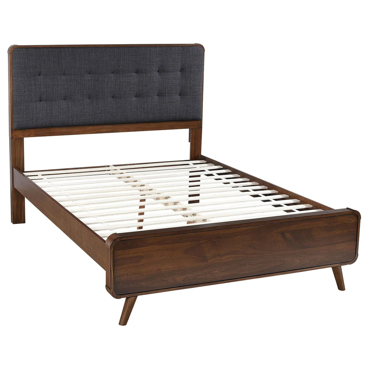 Robyn Wood Queen Platform Bed Dark | 63 x 86.5 x 53.25 in | Engineered Wood & Walnut | Walnut