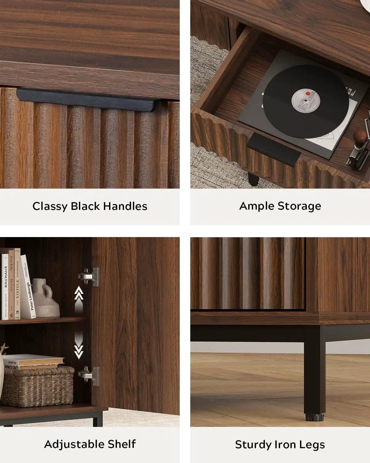 Brown 47 Inch Fluted Executive Desk Charging Station from PriceLows™