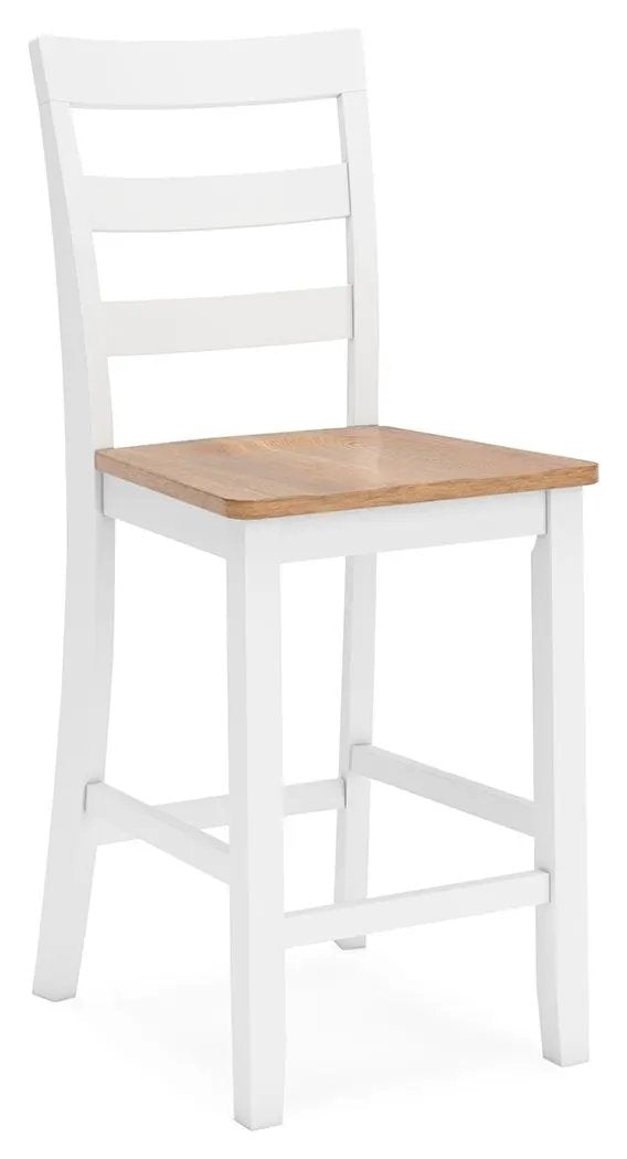 Counter Height Bar Stools | Contoured Seat | Natural Wood | Set Of Two