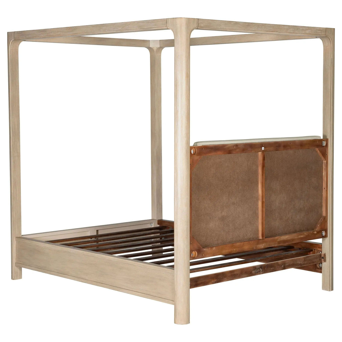 Solano 85-inch Eastern King Canopy Bed Weathered Mango | 83.25 x 89.25 x 85 in | Engineered Wood & Fabric | Bedroom
