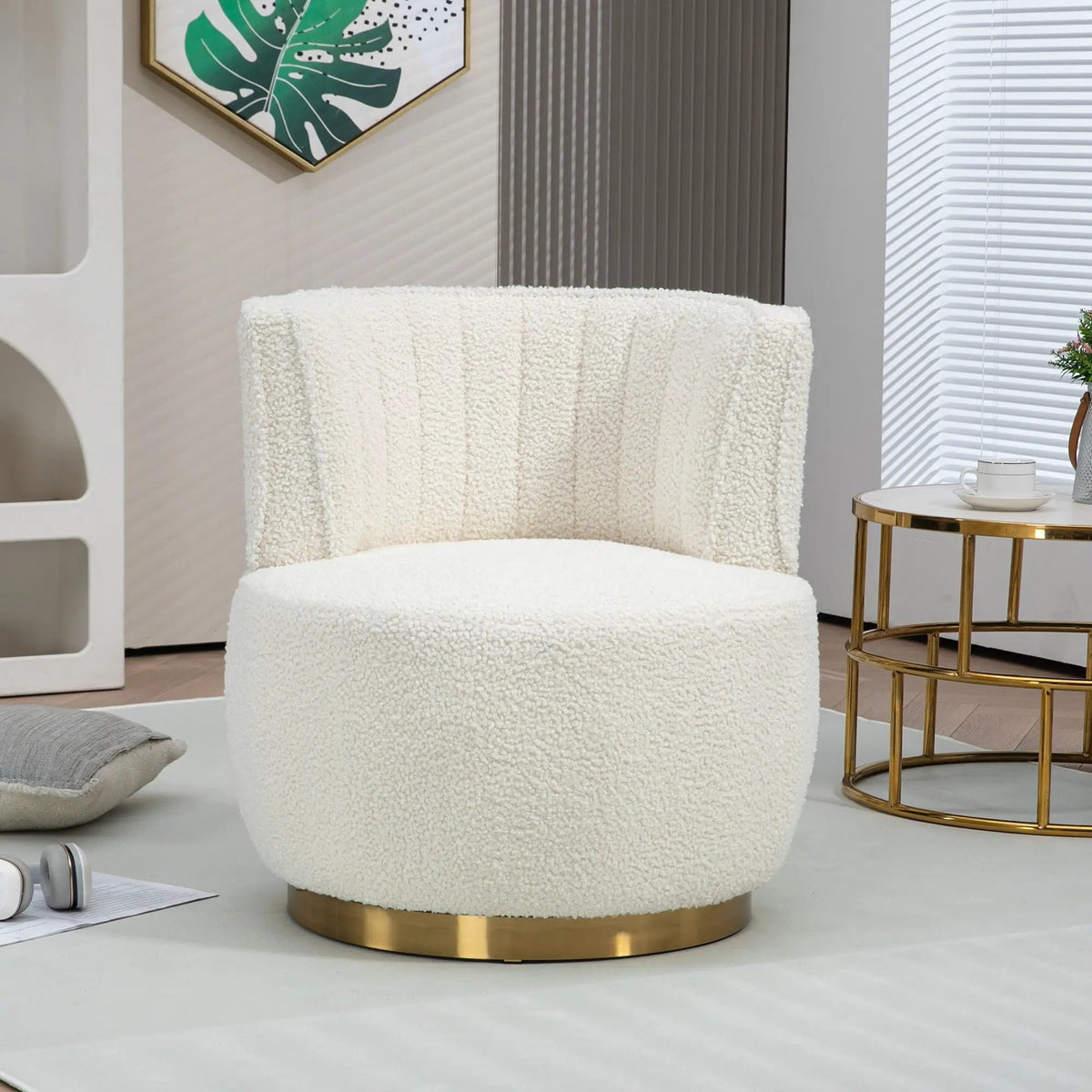 360 Degree Swivel Barrel Chair | Cuddle Accent Sofa Chair | Super Soft Fabric | Wrap-Around Barrel Back