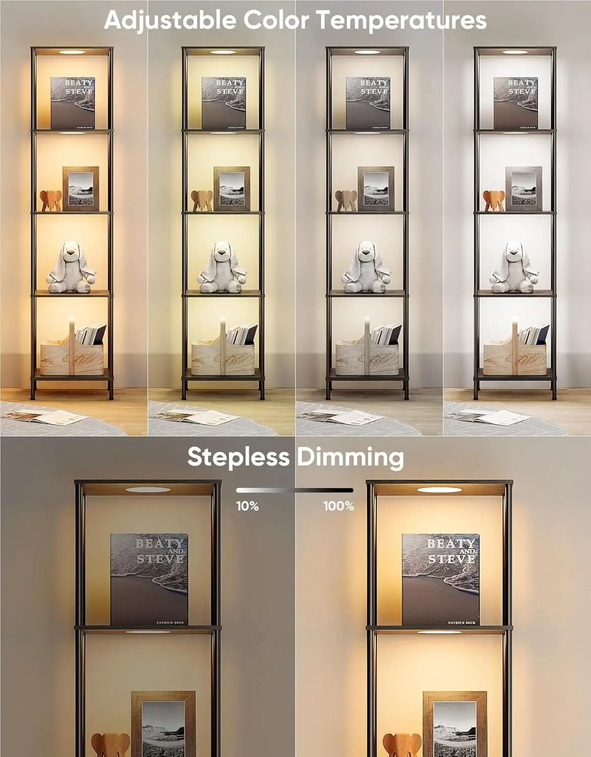 Display Shelf Floor Lamp With RGBW Light And Black Finish from PriceLows™