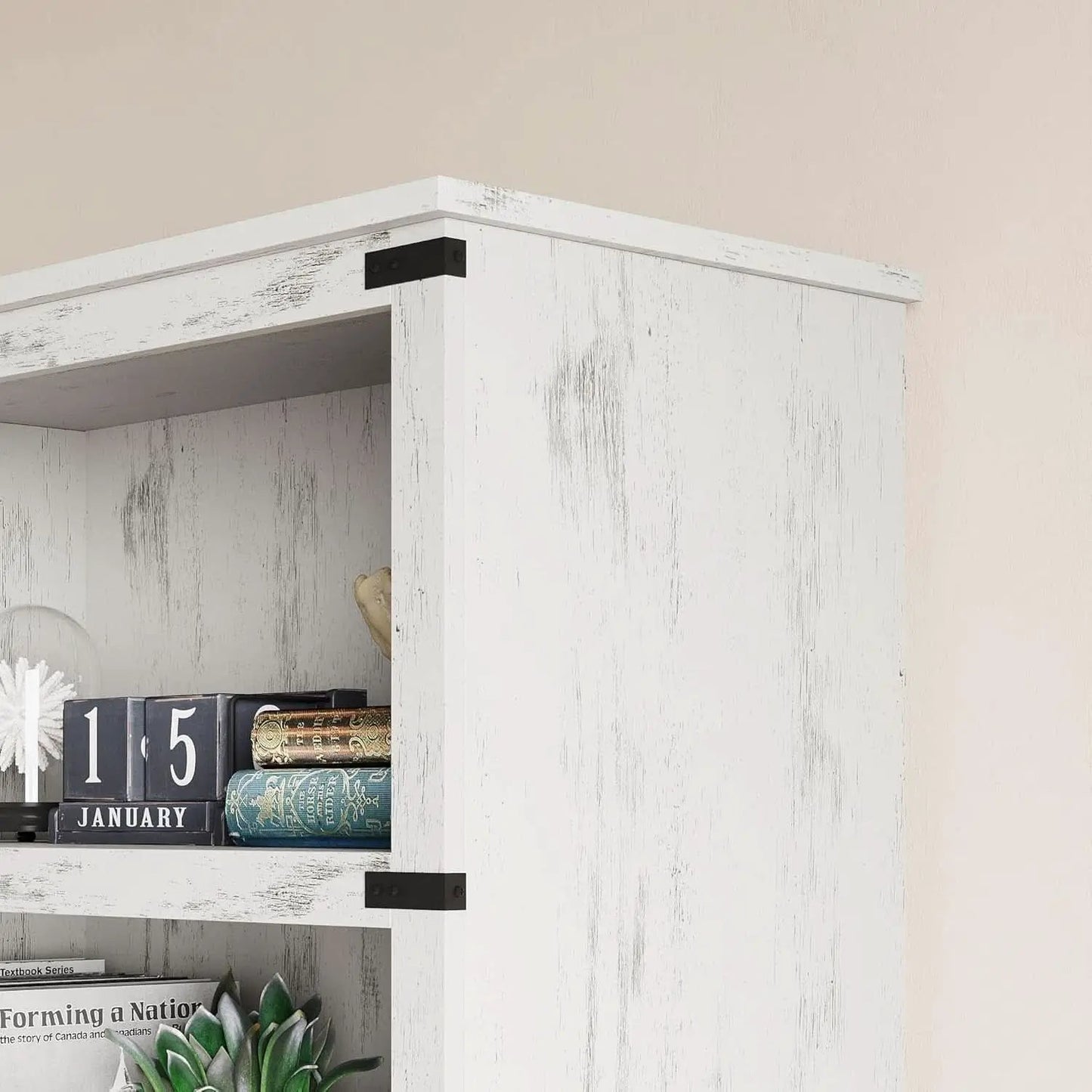 3 Tier Farmhouse Wood Bookcase With Storage White 40 Inch High 31.5 Inch Wide For Living Room And Home Office from PriceLows™