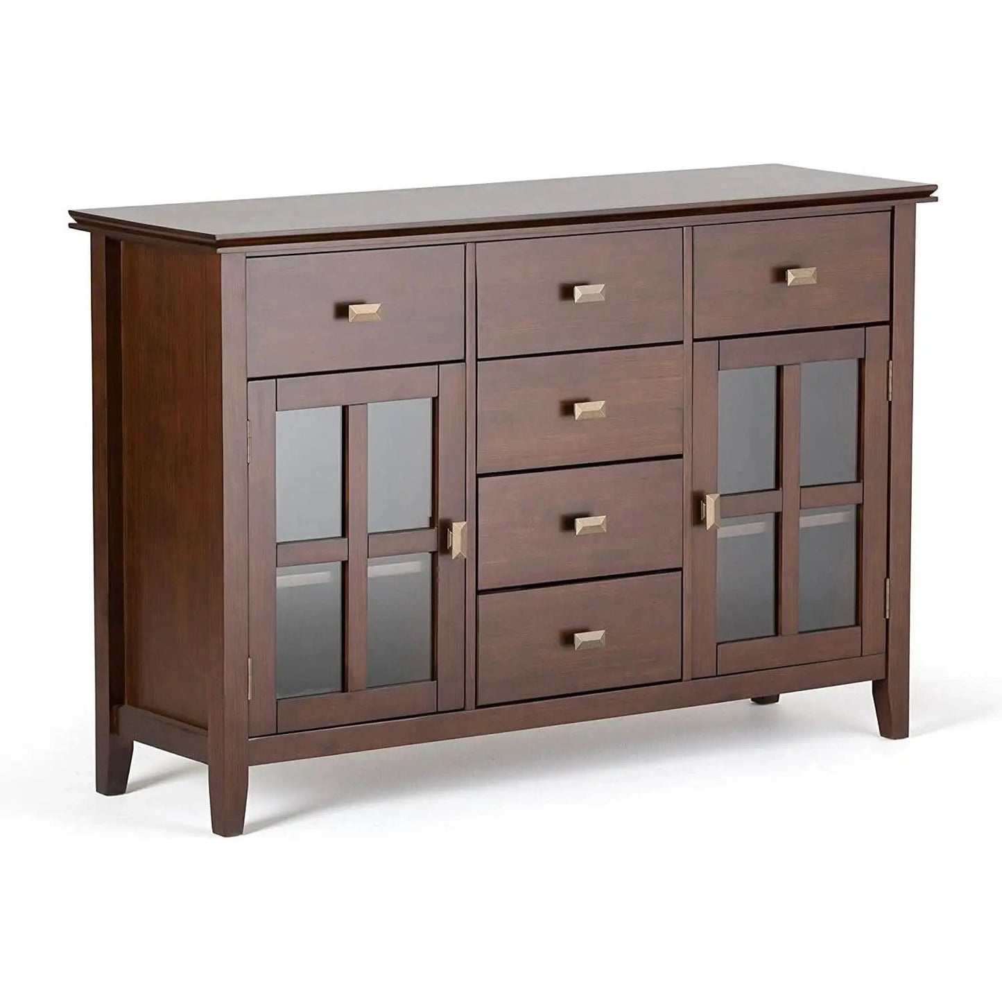 Pine Wood Sideboard Buffet Russet Brown Adjustable Shelves from PriceLows™