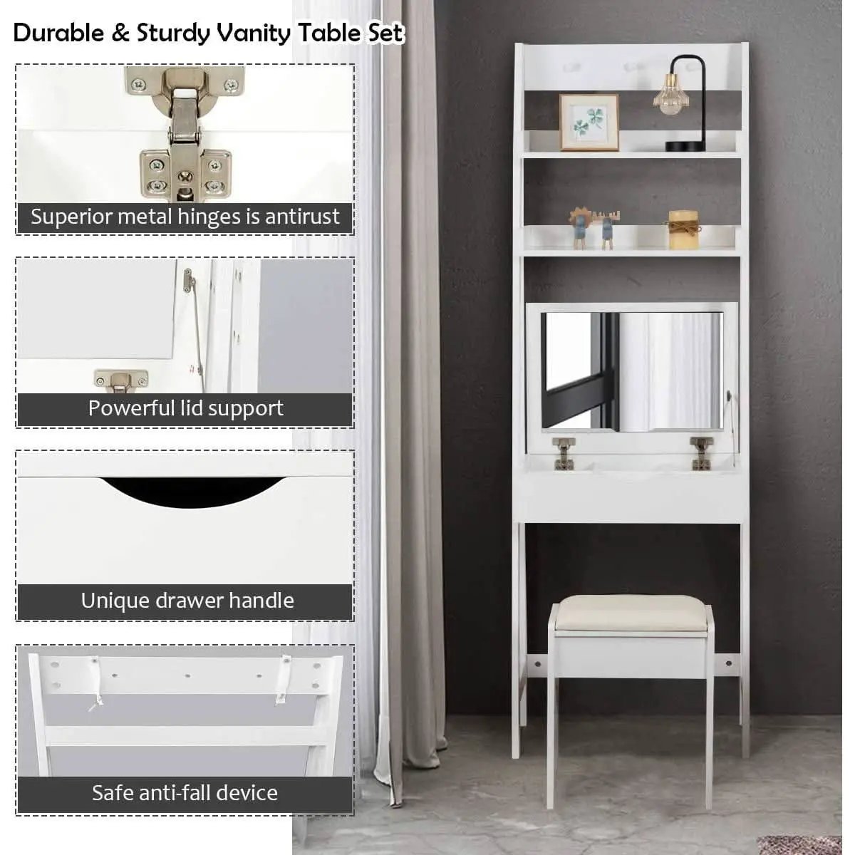 3 In 1 Vanity Table With Flip Top Mirror Makeup Desk from PriceLows™