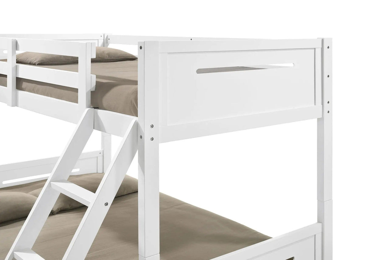 Littleton Wood Twin Over Full Bunk Bed | 79.25 x 57.75 x 64 in | Rubberwood & Engineered Wood | White