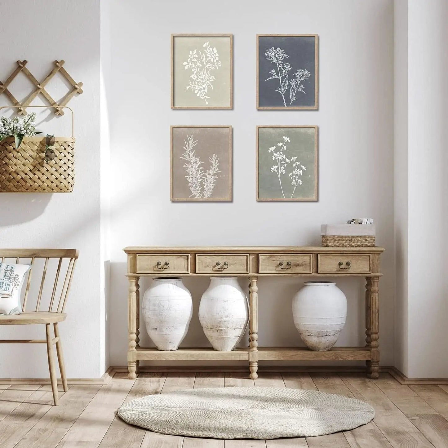 Framed Botanical Wall Art Set Of 4 With Walnut 10x10 Frames from PriceLows™