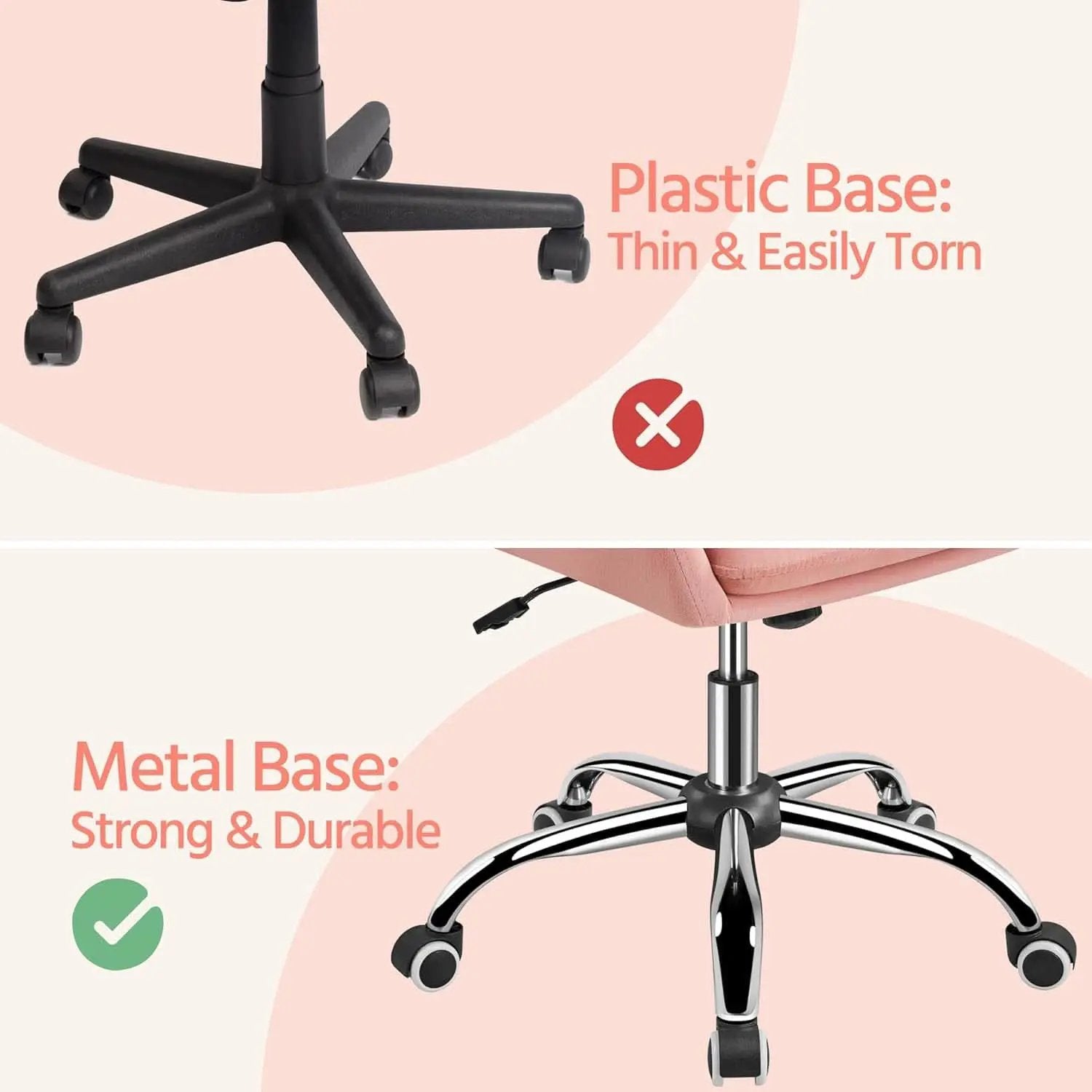 Pink Velvet Desk Chair With Wheels And Armrests Swivel Office Chair from PriceLows™