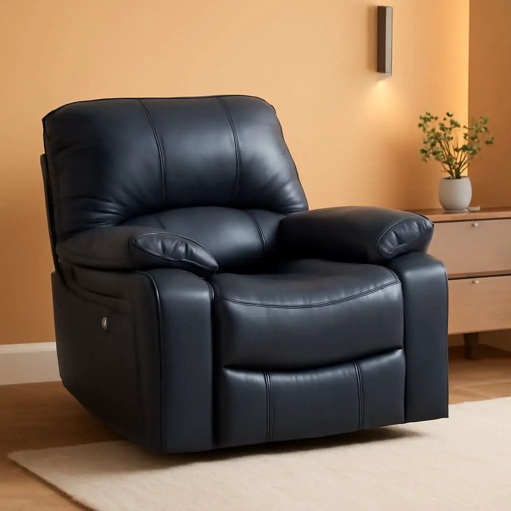 Modern Blue Leather Match Power Rocker Recliner With USB Port from PriceLows™