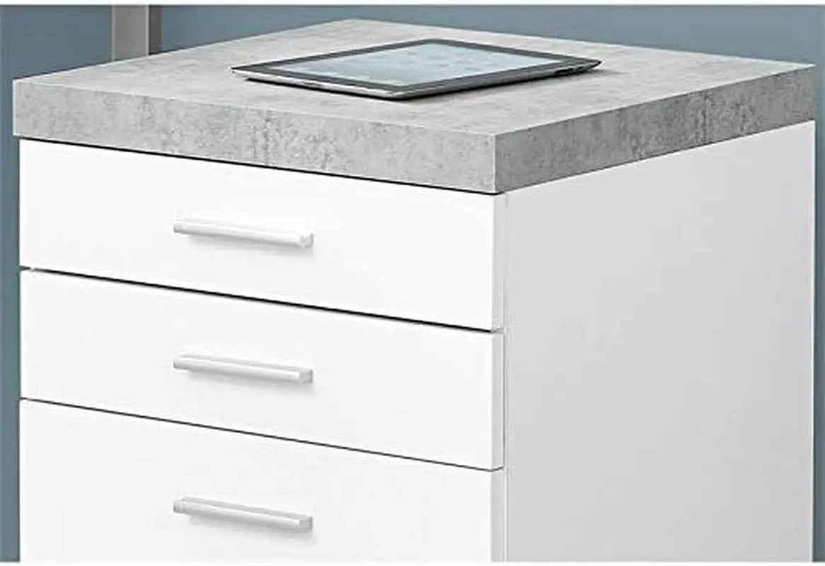 File Cabinet Rolling Casters Grey White Laminate 3 Drawers from PriceLows™