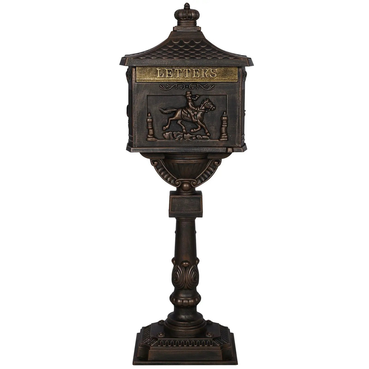 Cast Aluminum Mailbox | 45.5 Inch Height | Spacious Interior | Postal Box Design