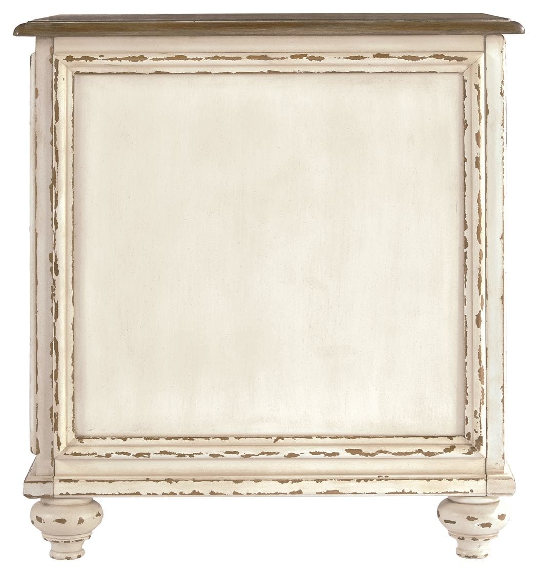 Realyn Chair Side End Table Insert Mirror | 18 x 24.13 x 25.25 in | Engineered Wood & Veneer | White / Brown