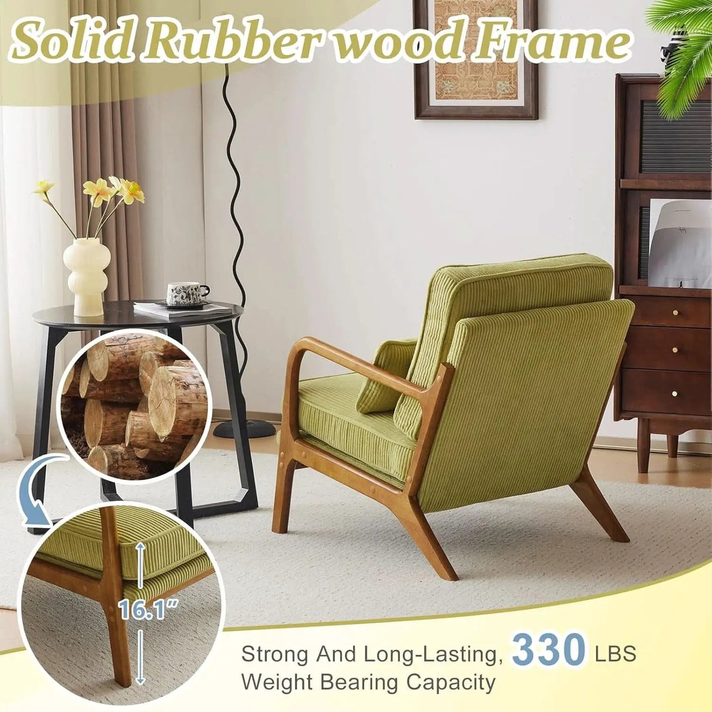 Nightshade Green Armchair With Lumbar Pillow Home Office from PriceLows™