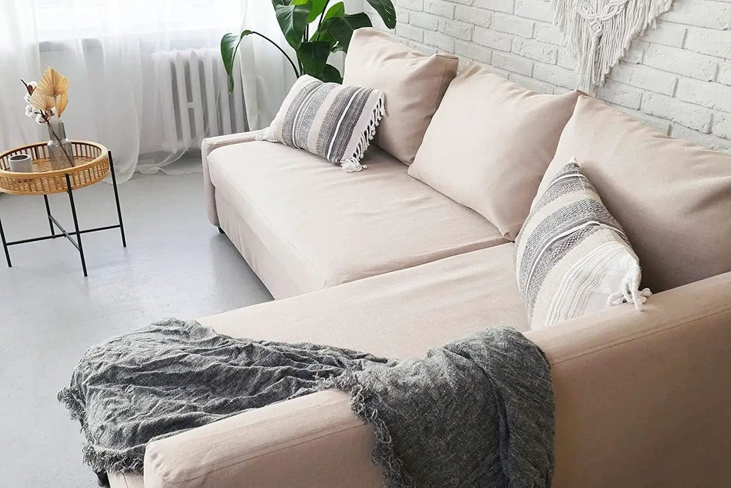 Friheten Slipcover For IKEA Sofa Bed Light Khaki Snug Fit from PriceLows™