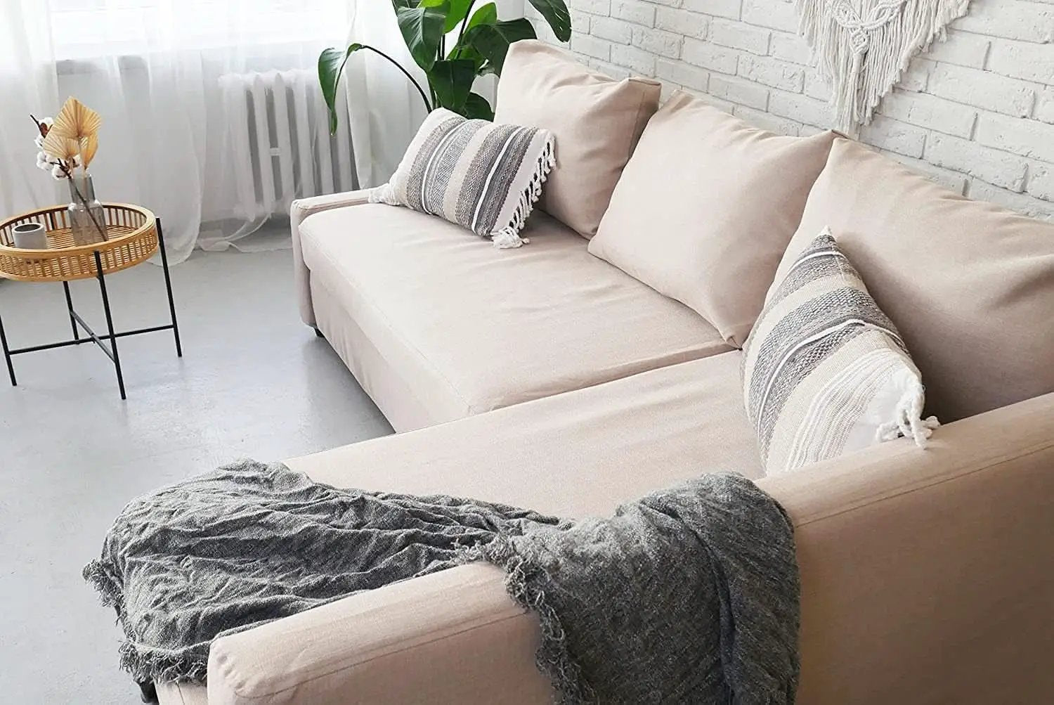 Friheten Slipcover For IKEA Sofa Bed Light Khaki Snug Fit from PriceLows™