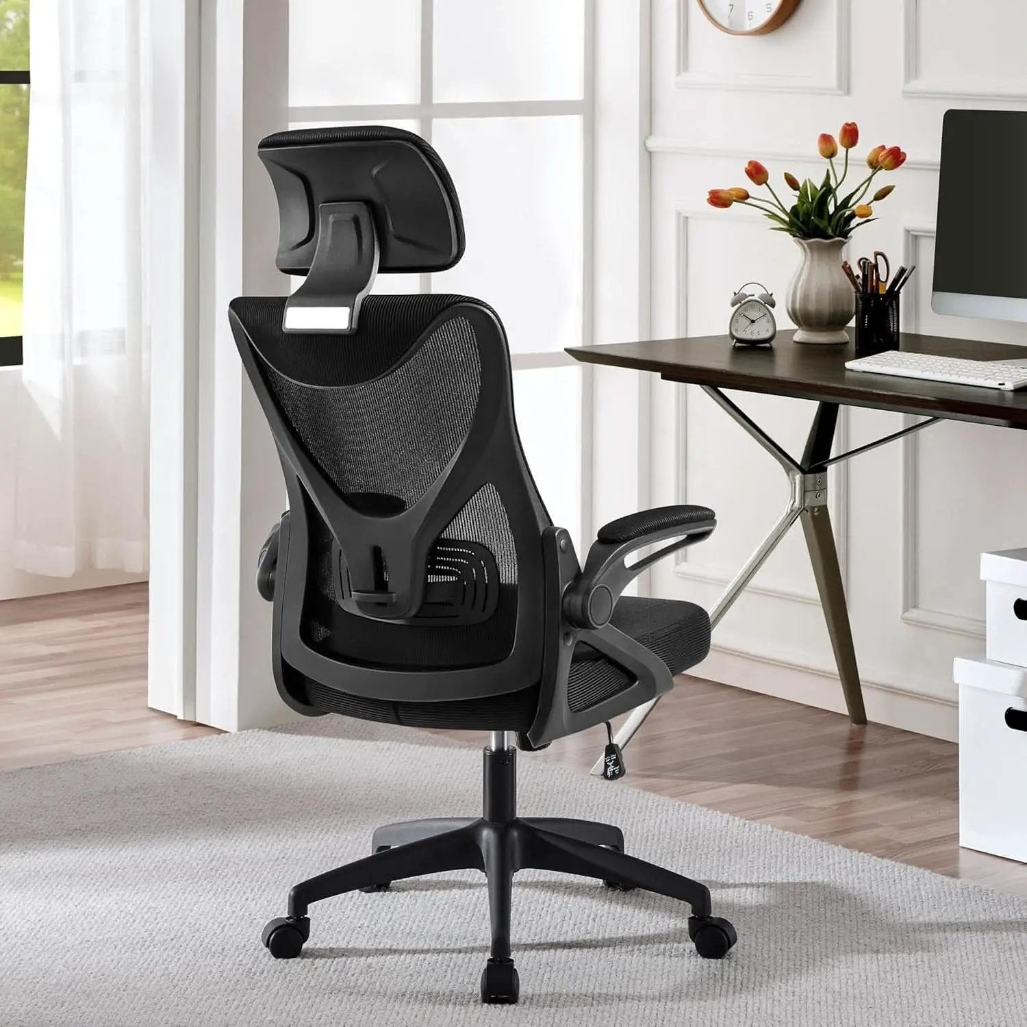 Black Ergonomic Office Chair With Adjustable Headrest And Flip Up Armrests from PriceLows™