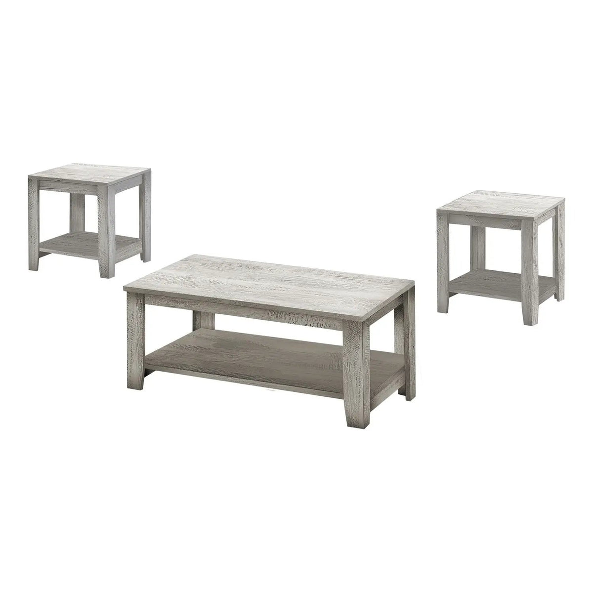 Wood Look Coffee Table Set | Set Of 3 | Transitional Style | Lower Shelf Storage On Each Table