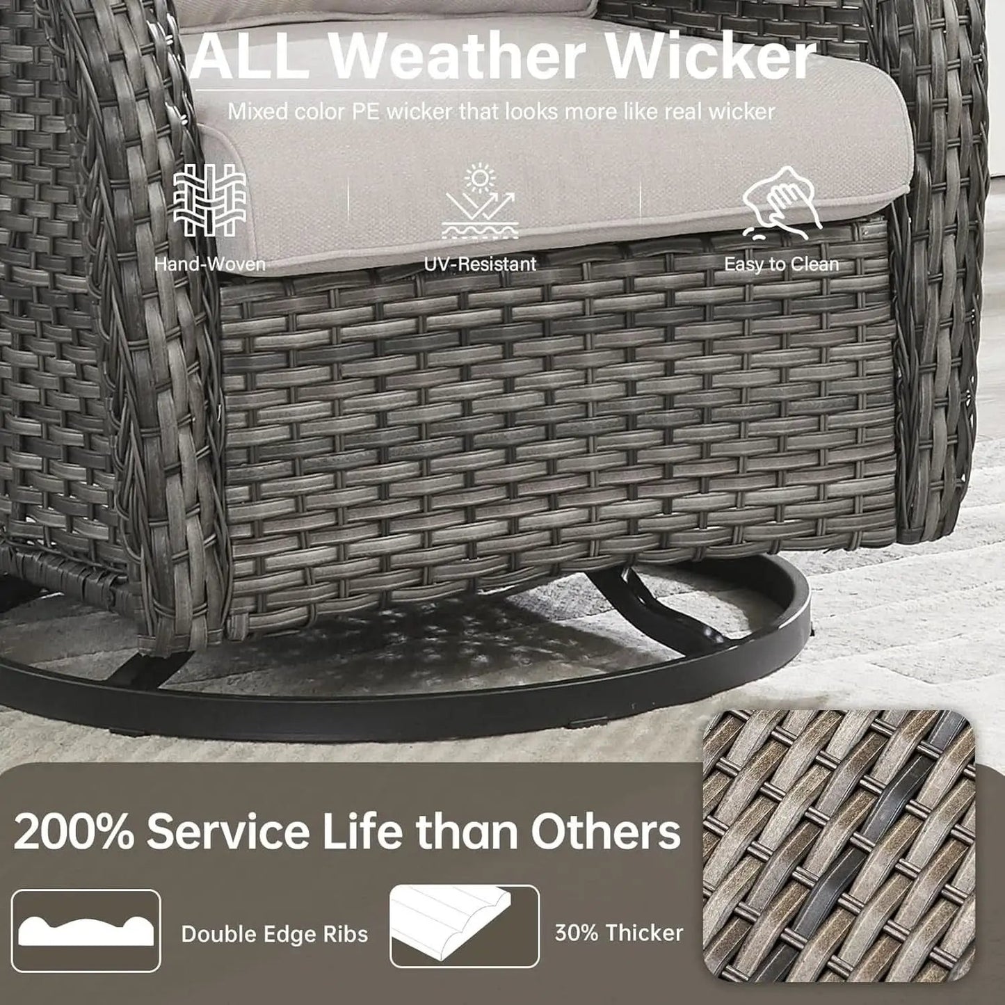 Swivel Rocker Patio Chairs Set with Cozy Coffee Table from PriceLows™