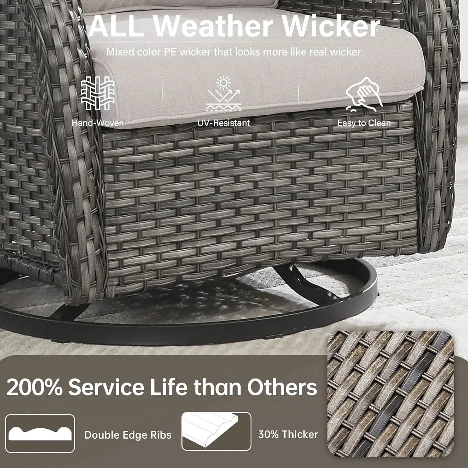 Swivel Rocker Patio Chairs Set with Cozy Coffee Table from PriceLows™