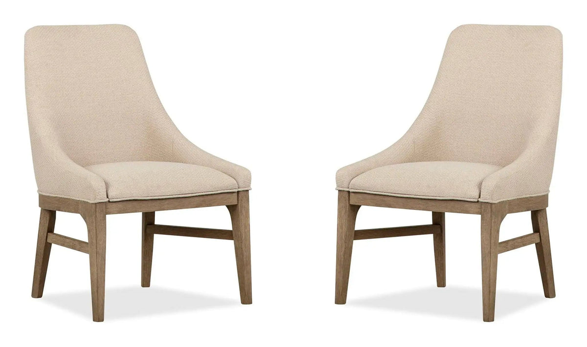 Tristan Upholstered Arm Chair (Set of 2) | 26.84 x 25.13 x 38 in | Oak Veneer & Metal | Swiss Coffee