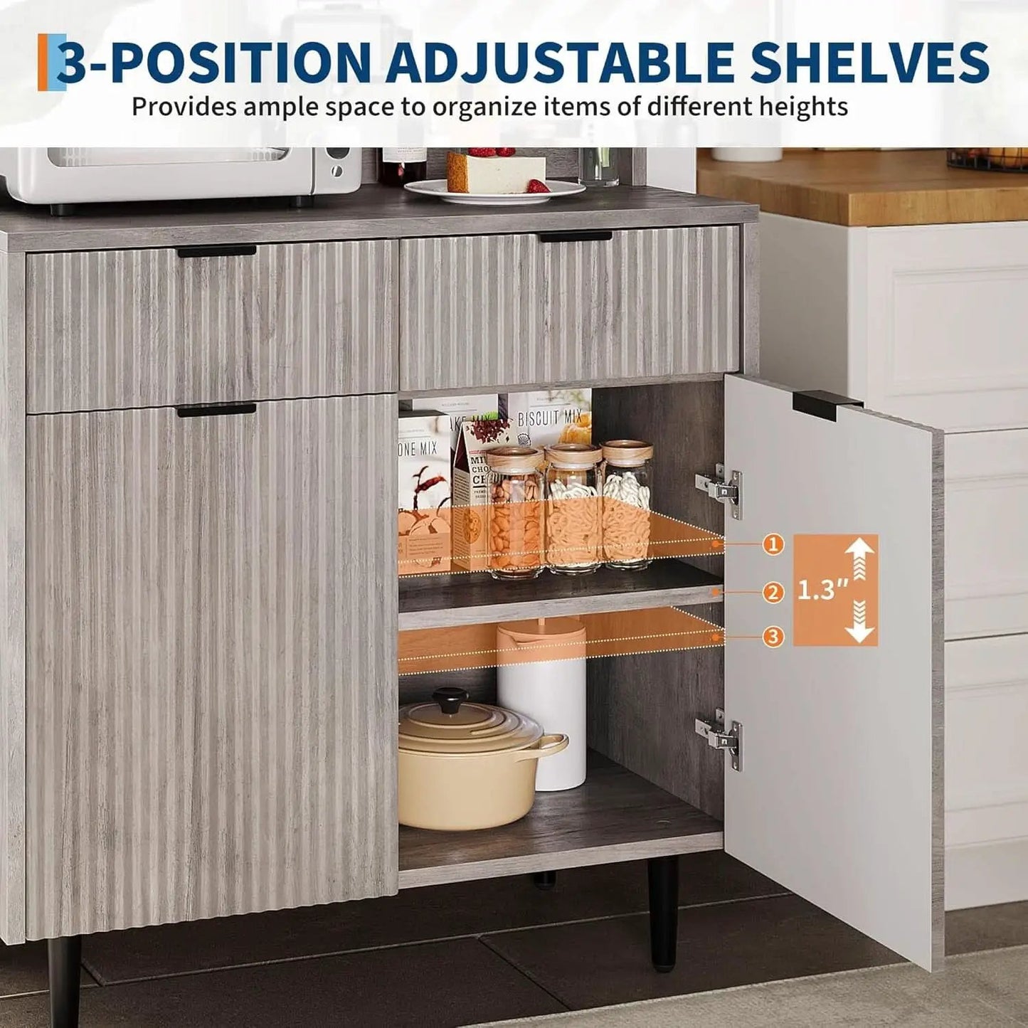 Grey Sideboard Cabinet With 2 Drawers For Dining Room from PriceLows™