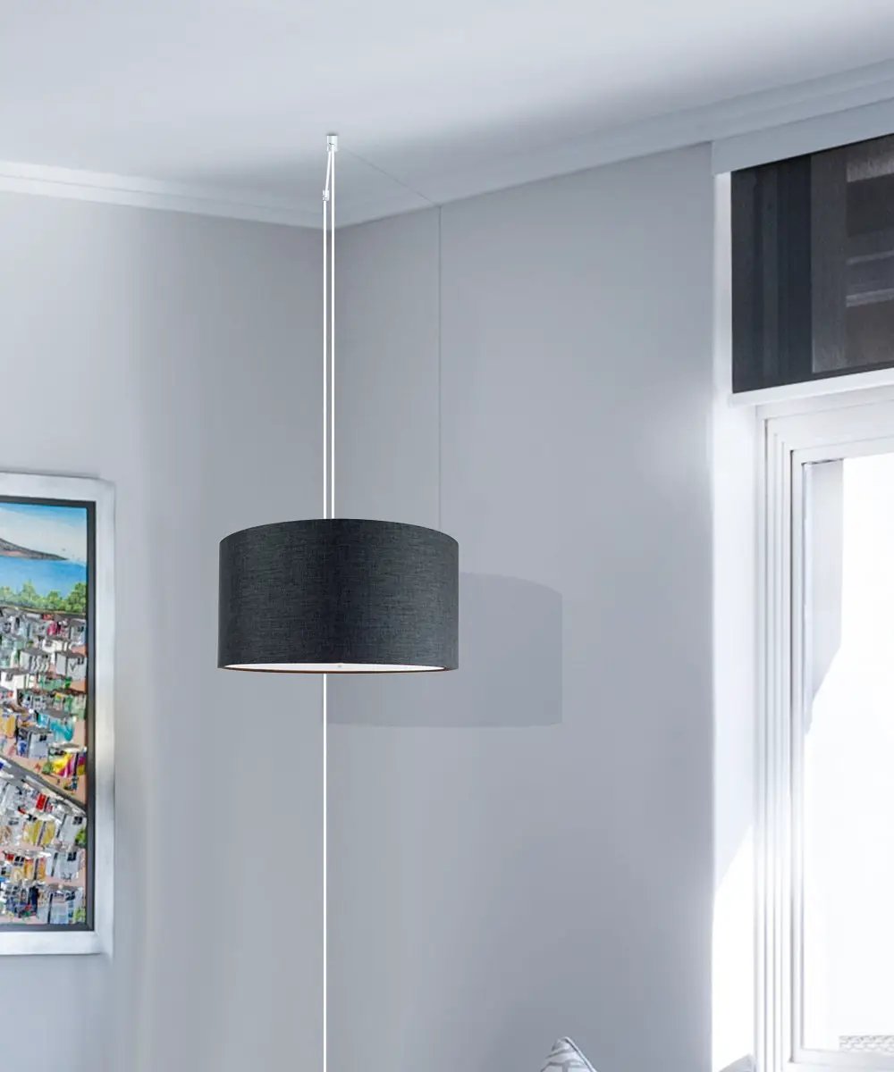 Plug In Swag Pendant Light | 16 Inch Wide | 2 Light | Granite Gray