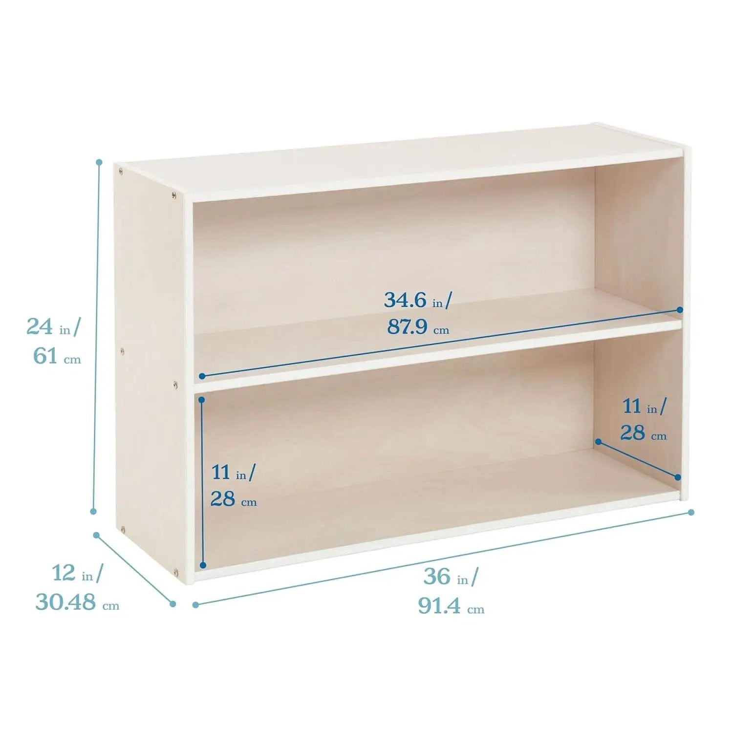 Streamline 2 Shelf Storage Cabinet 24 Inch White Wash Kids Bookshelf from PriceLows™