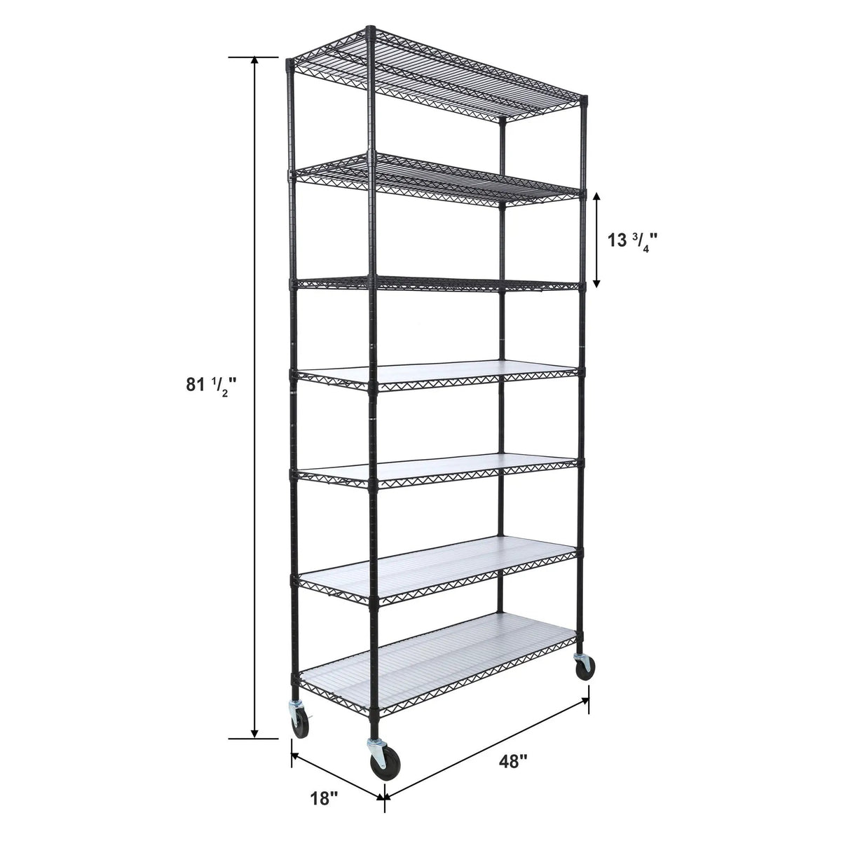 7 Tier Wire Shelving Unit | 2450 Lb Capacity | Adjustable 1 Inch Increments | Wheels Included