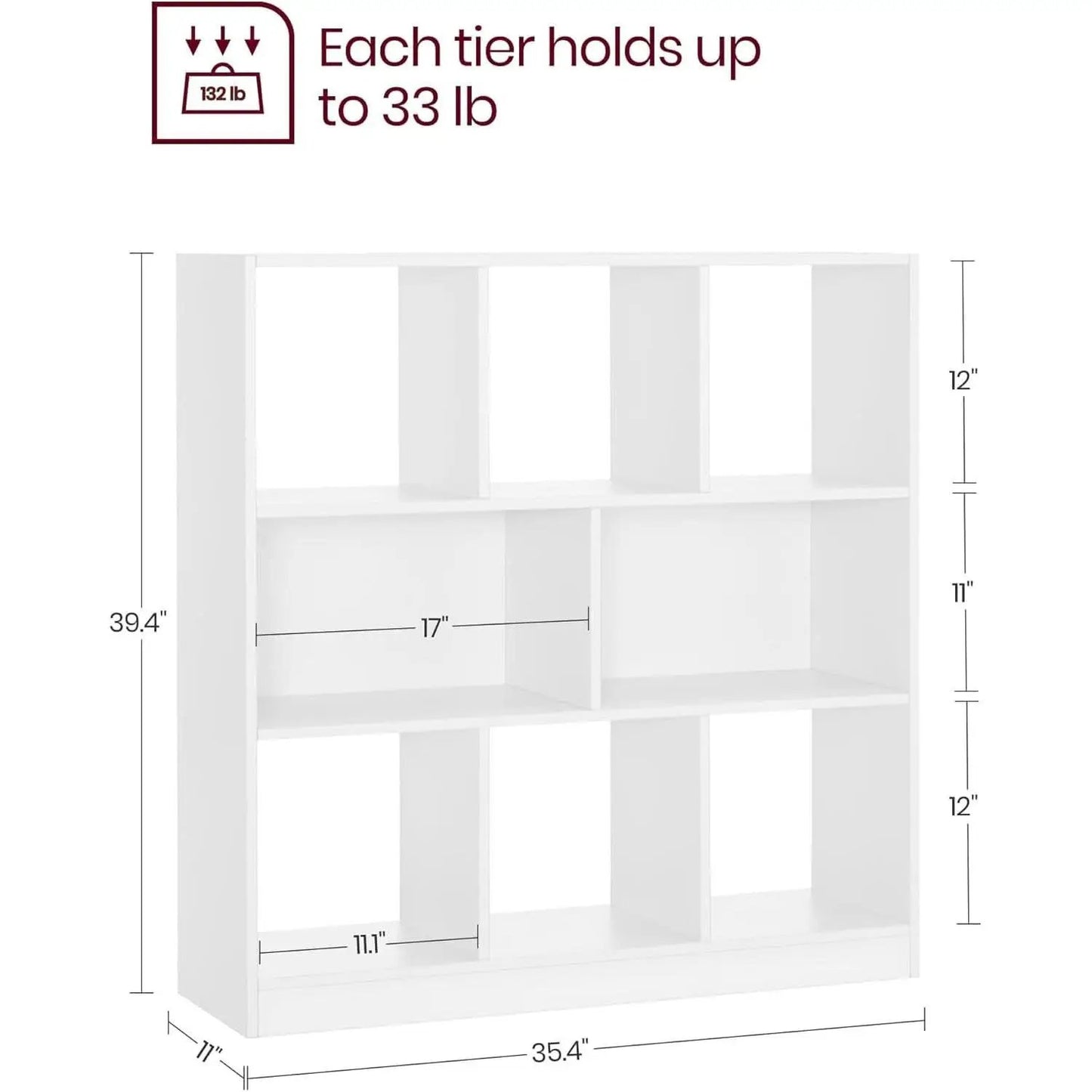 White Bookcase With 8 Open Compartments Freestanding Storage Shelf 11x35.4x39.4 from PriceLows™