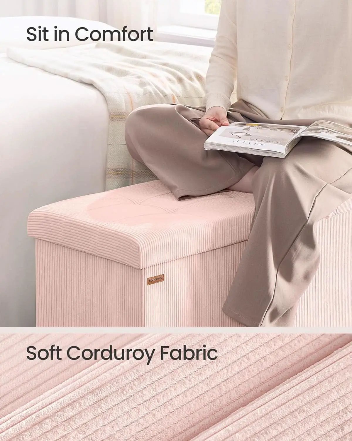 Jelly Pink Foldaway Underbed Storage Ottoman Bench from PriceLows™