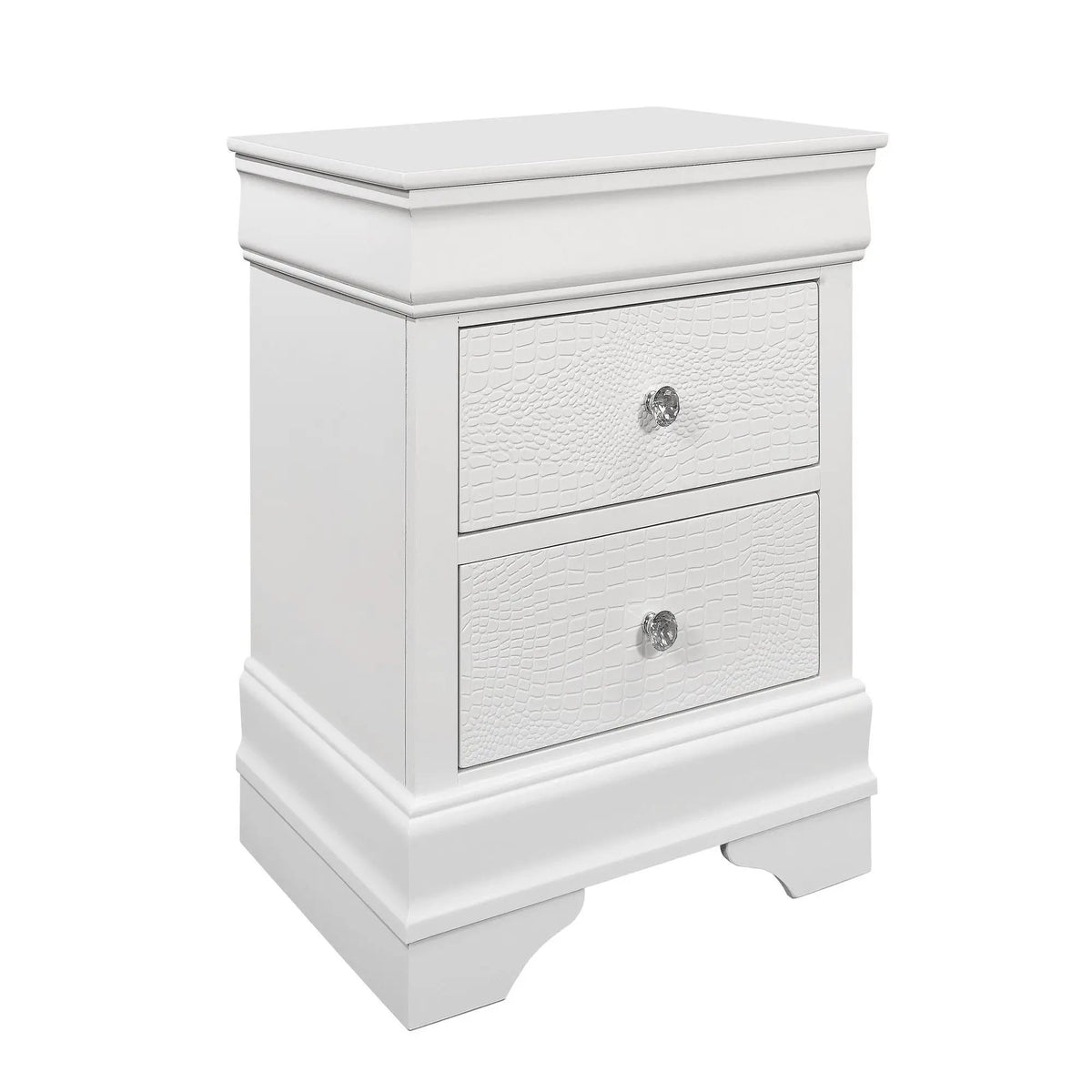 Shaker Nightstand | Crocodile Metallic Finish | Contemporary Style | Solid Wood Construction