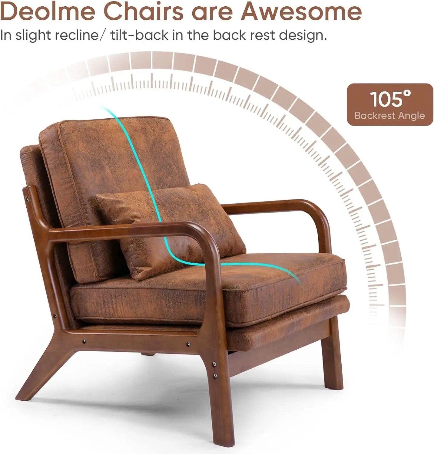 Brown Microfiber Midcentury Modern Accent Chair Set from PriceLows™