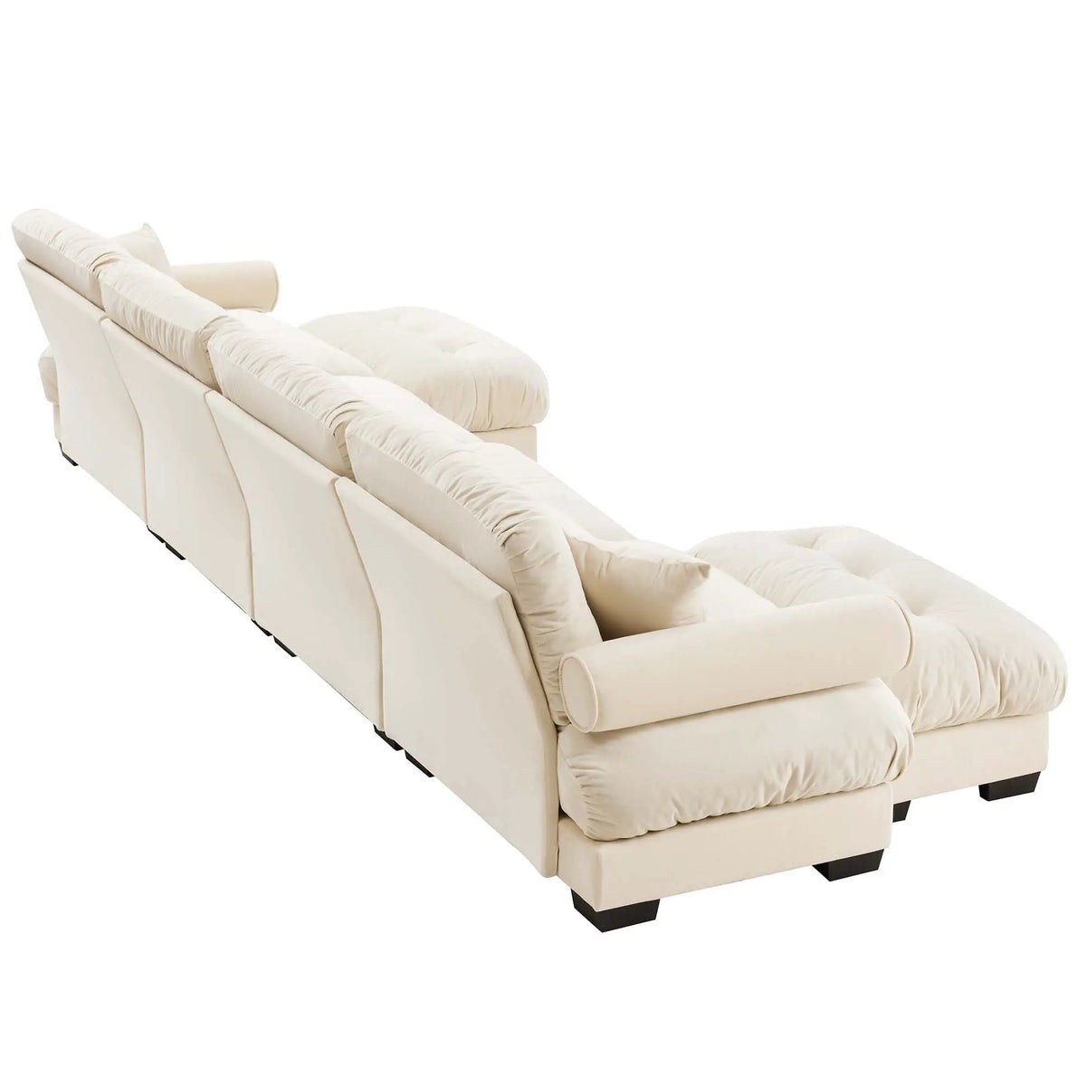 Modular Sectional Sofa | Deep Comfort Cushions | Vintage Fabric Ottoman
