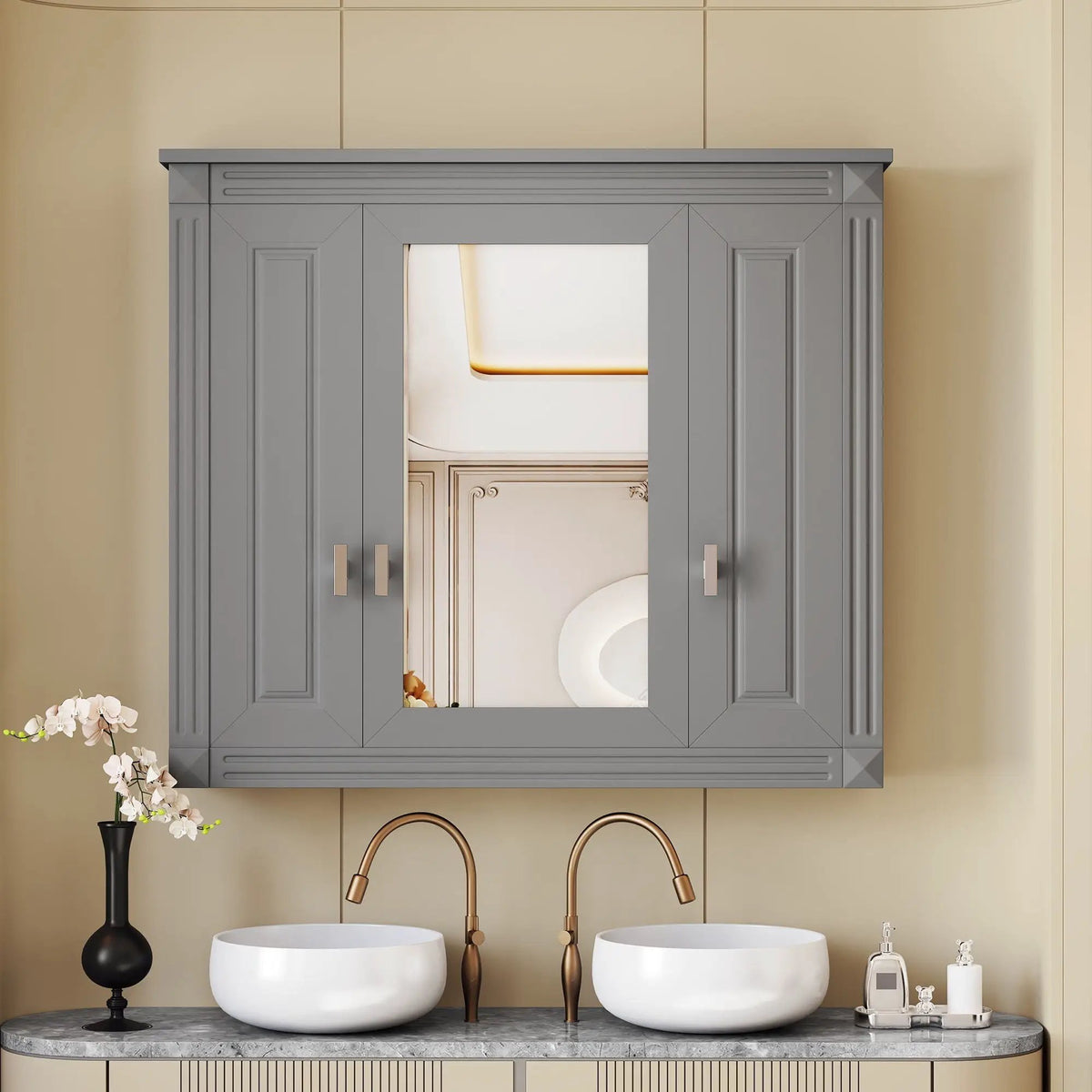 Wall Mounted Bathroom Cabinet | Mirror | 5 Shelves | Rectangular Design