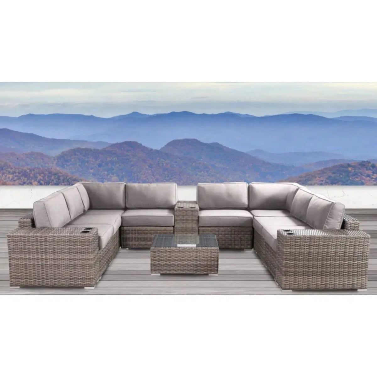 Patio Rattan Sectional Set | Half-Round HDPE Wicker | Rustproof Aluminum Frame | Fully Assembled