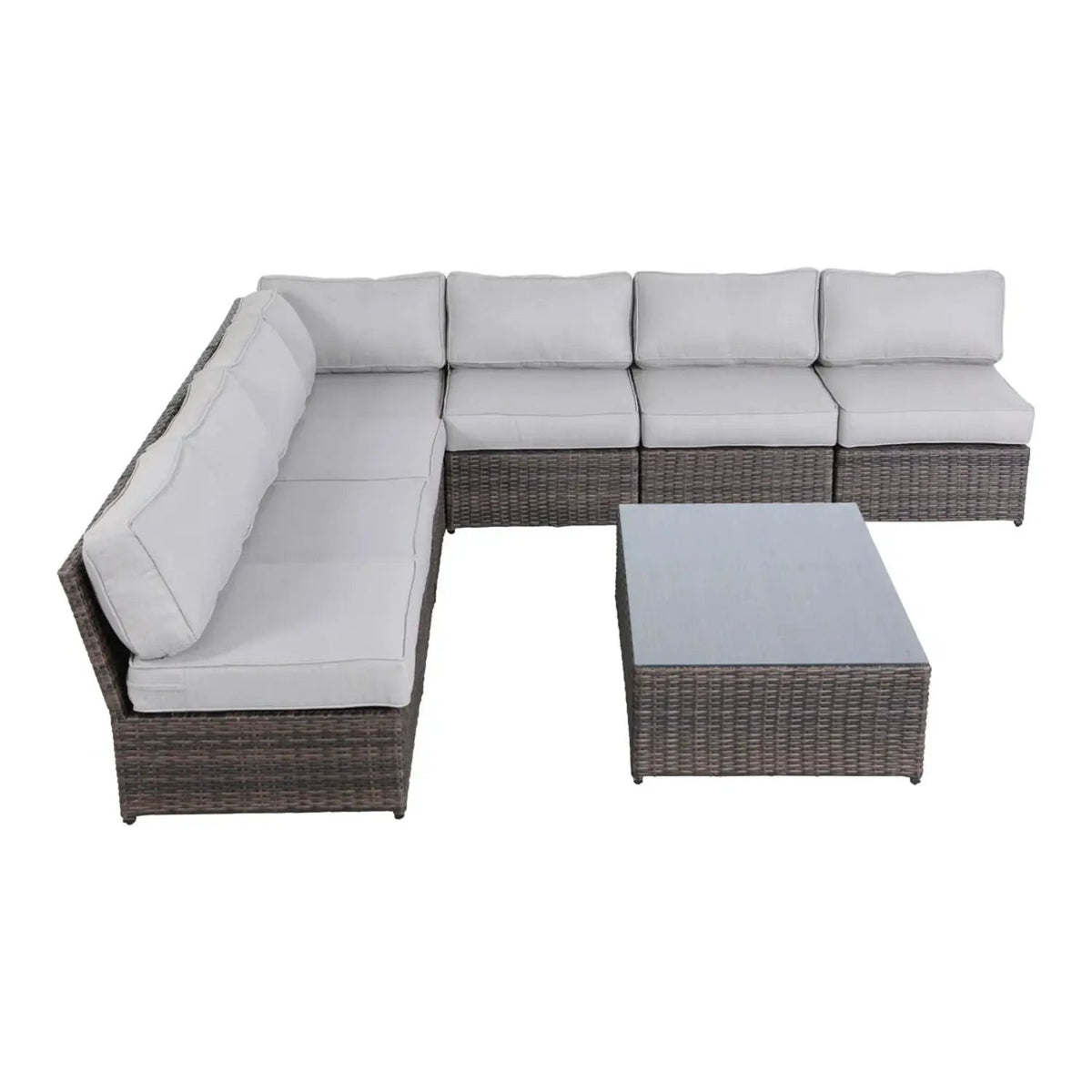 Outdoor Rattan Sectional Set | Half-Round HDPE Wicker | Rustproof Aluminum Frame | Fully Assembled