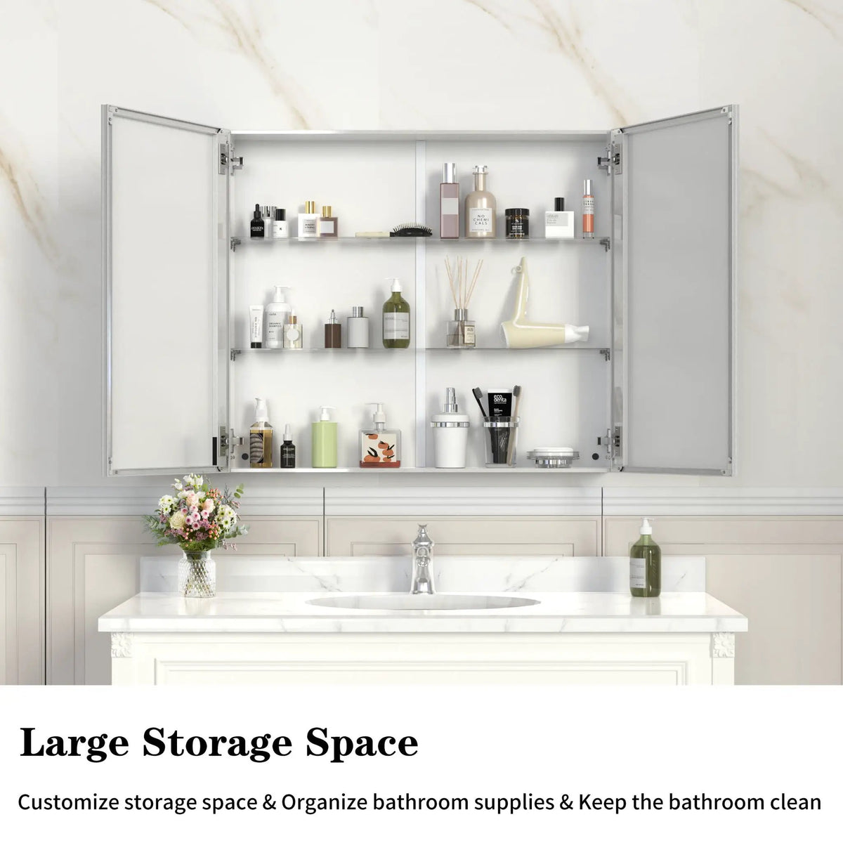 Bathroom Medicine Cabinet | Aluminum Alloy Body | Adjustable Shelves