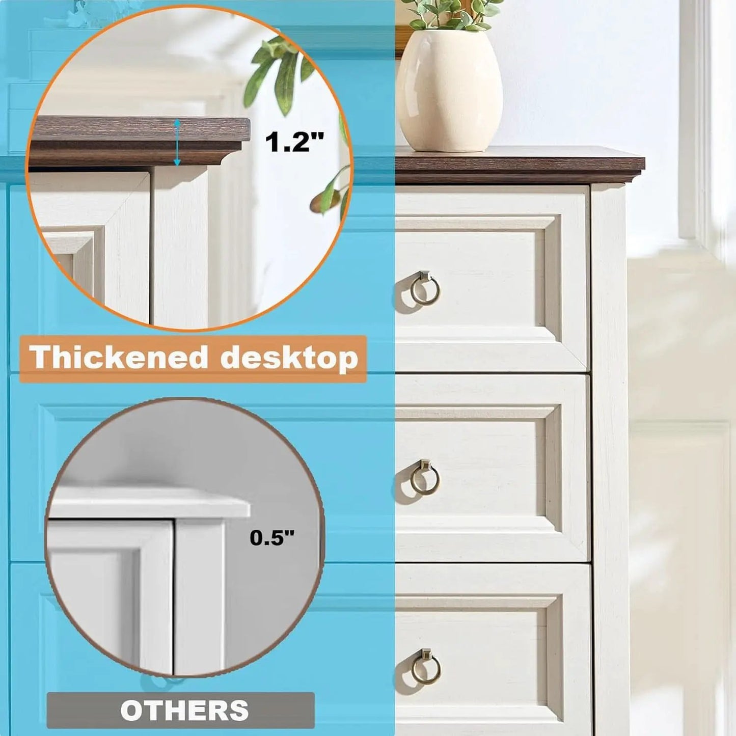 Antique White Forty EightInch Tall Farmhouse Dresser from PriceLows™