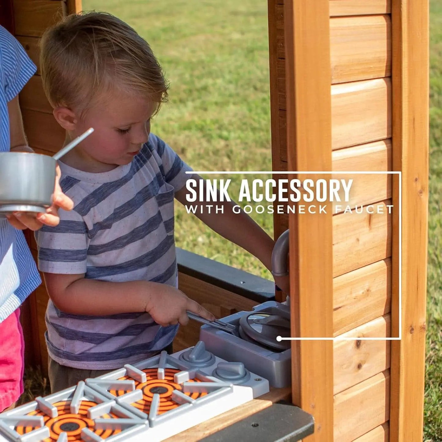 Cedarwood Kids Outdoor Playhouse With Integrated Kitchen from PriceLows™