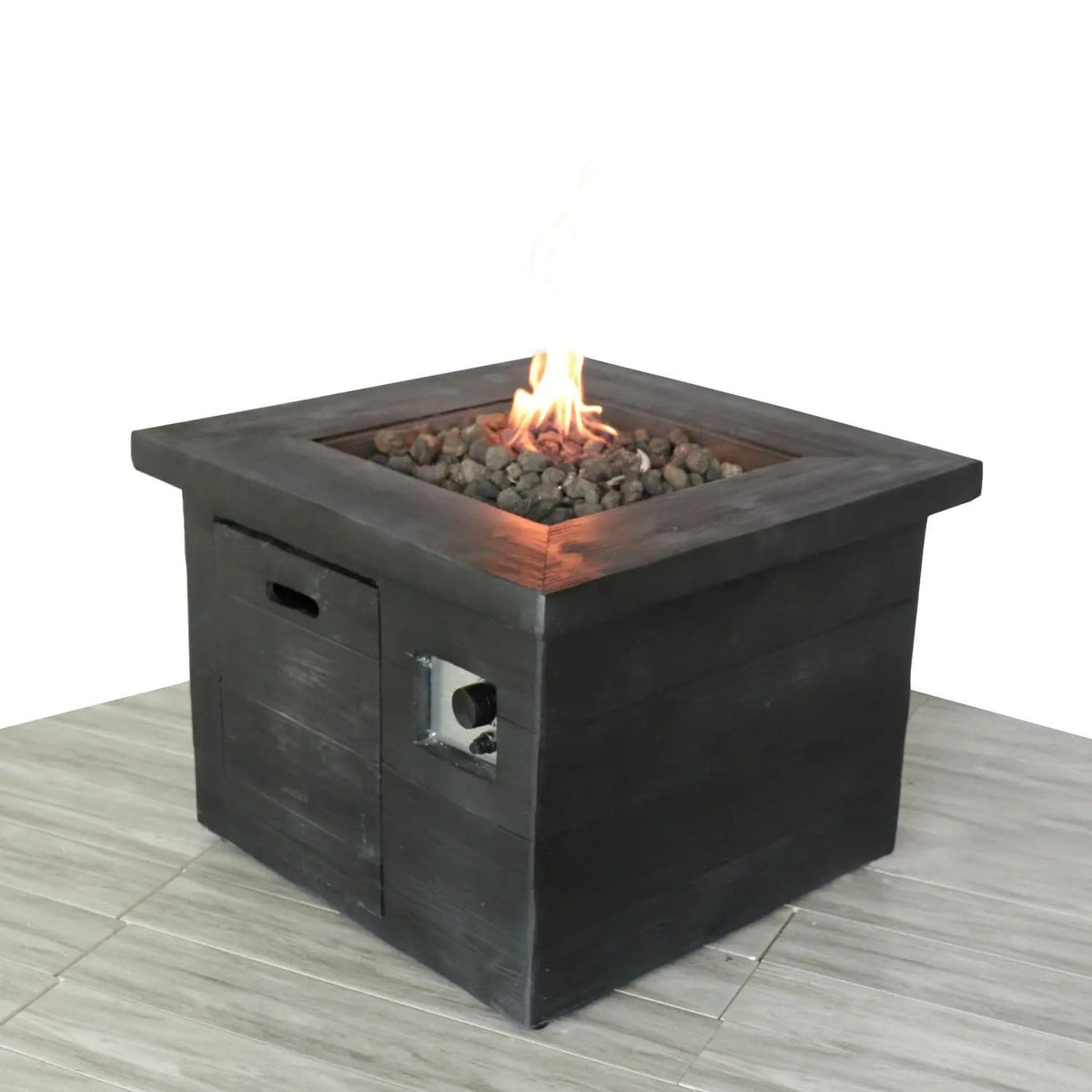 Fiber Reinforced Propane / Natural Gas Fire Pit Table - | 32 x 32 x 24 in | Concrete & Stainless Steel | Charcoal