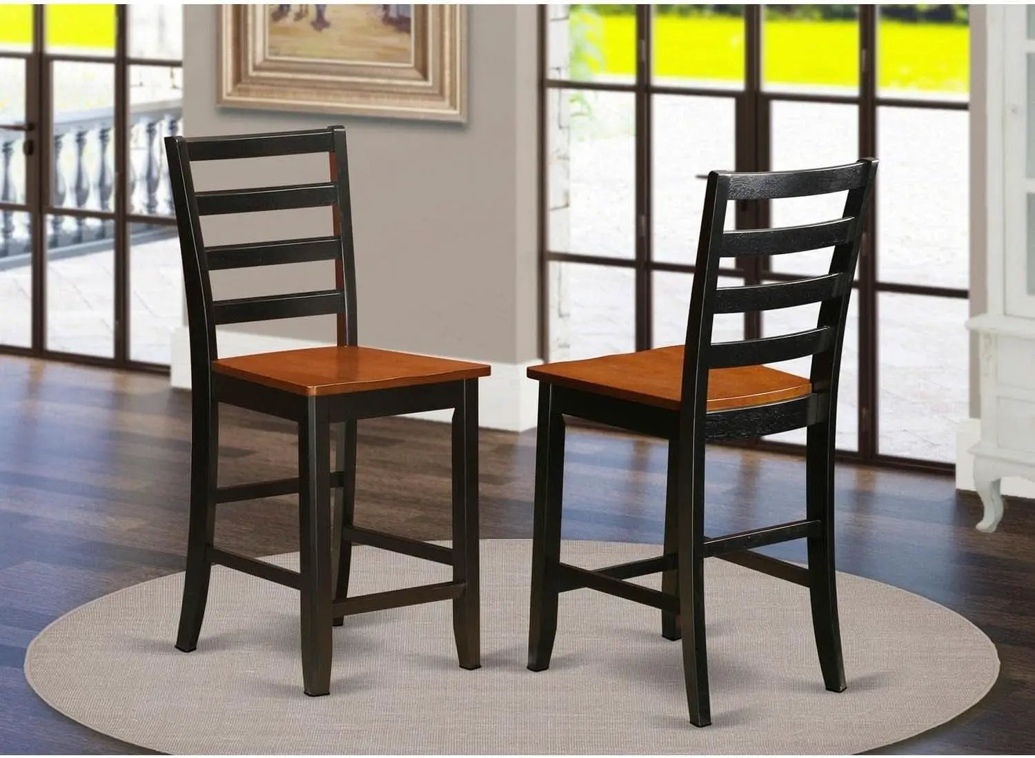 Stylish Counter Height Barstools Set of Two Black Cherry from PriceLows™