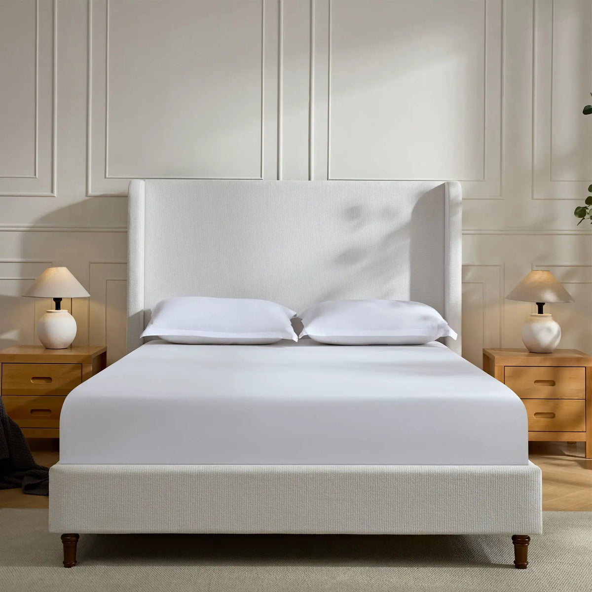 Harper Tall Headboard Upholstered Bed | Elegant Simplicity | No Box Spring Needed | 54 Inch Height