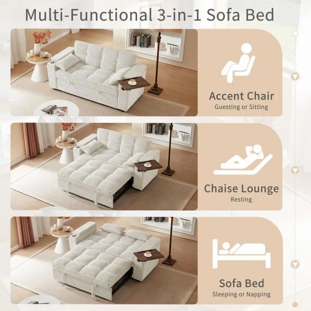 65Inch Convertible Sleeper Sofa With Adjustable Backrest from PriceLows™