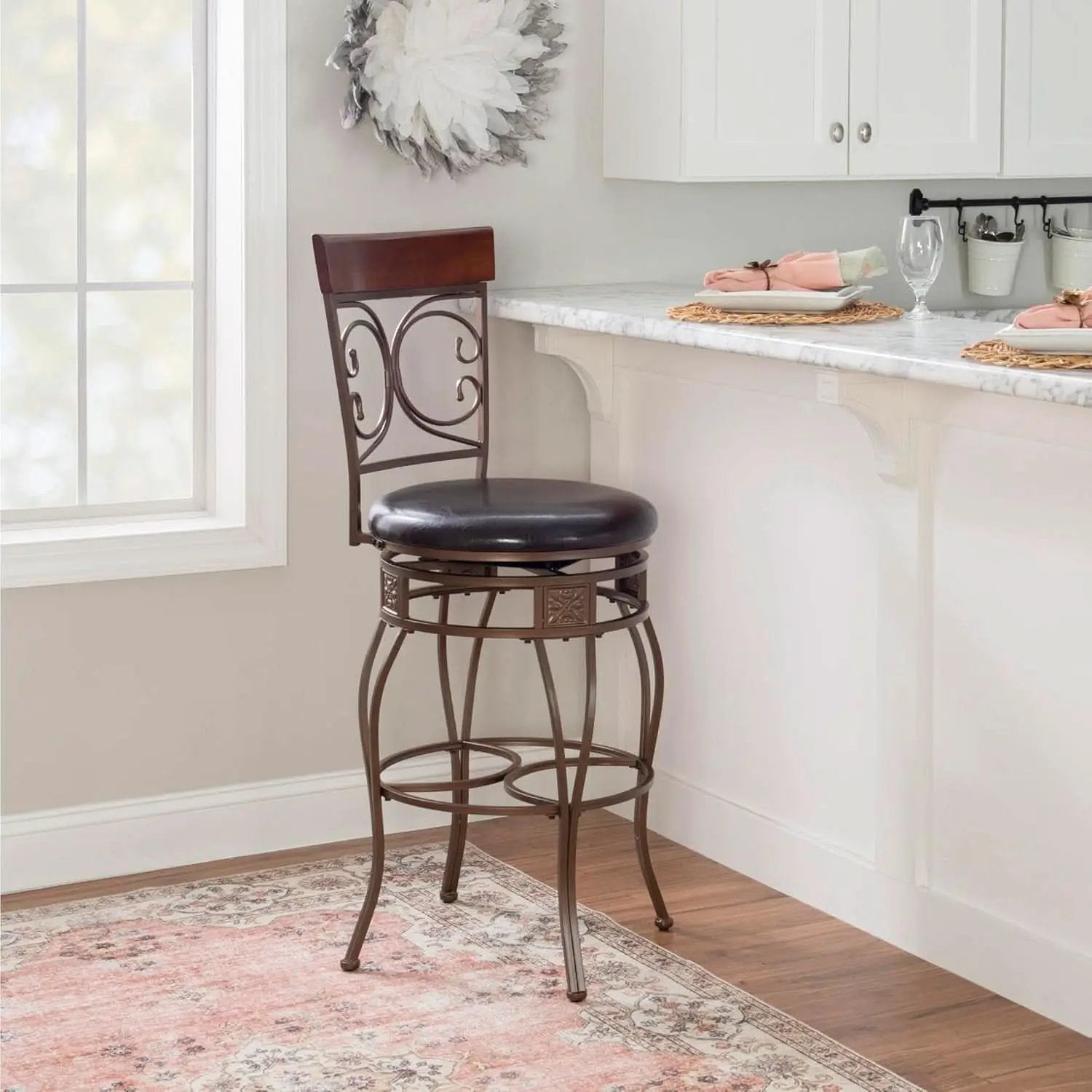 Big And Tall Bar Stool Dark Bronze Bar Height Swivel from PriceLows™