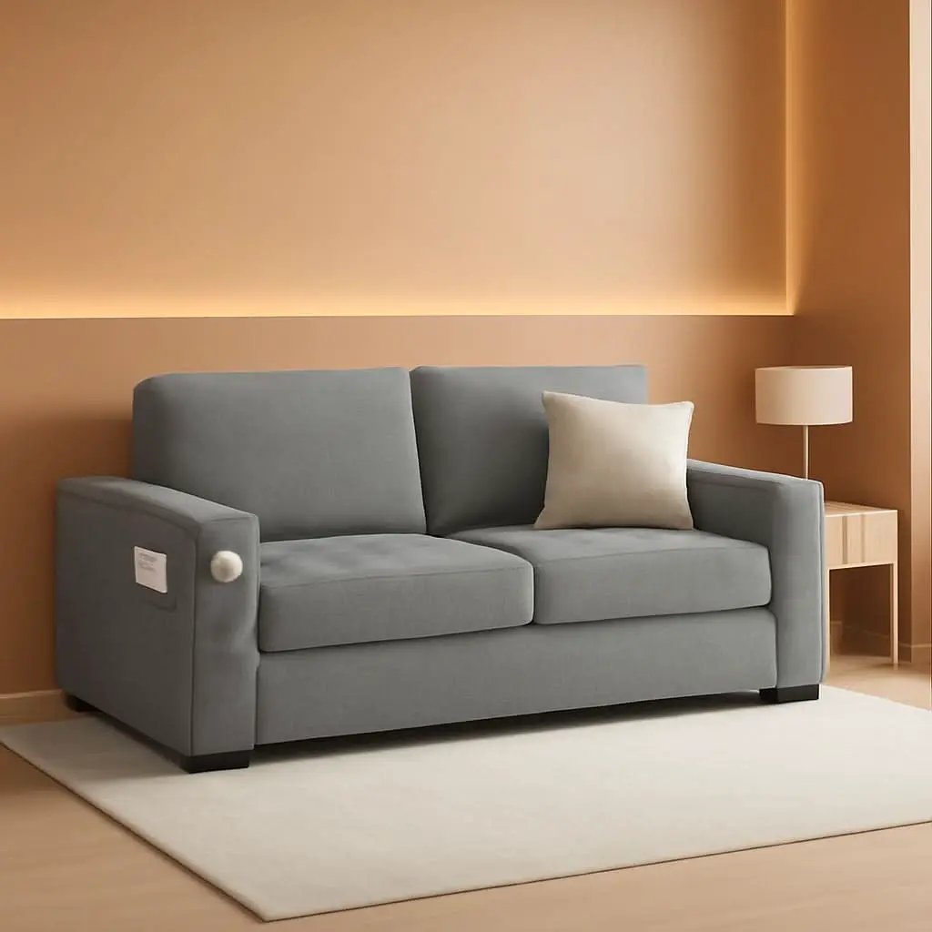 70 Inch Gray Chenille Loveseat With USB C Ports And Plush Cushions from PriceLows™
