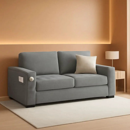 70 Inch Gray Chenille Loveseat With USB C Ports And Plush Cushions from PriceLows™