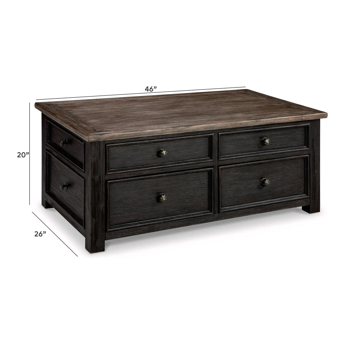 Tyler Creek Lift Top Cocktail Table | 46 x 26 x 19.5 in | Engineered Wood | Grayish Brown / Black