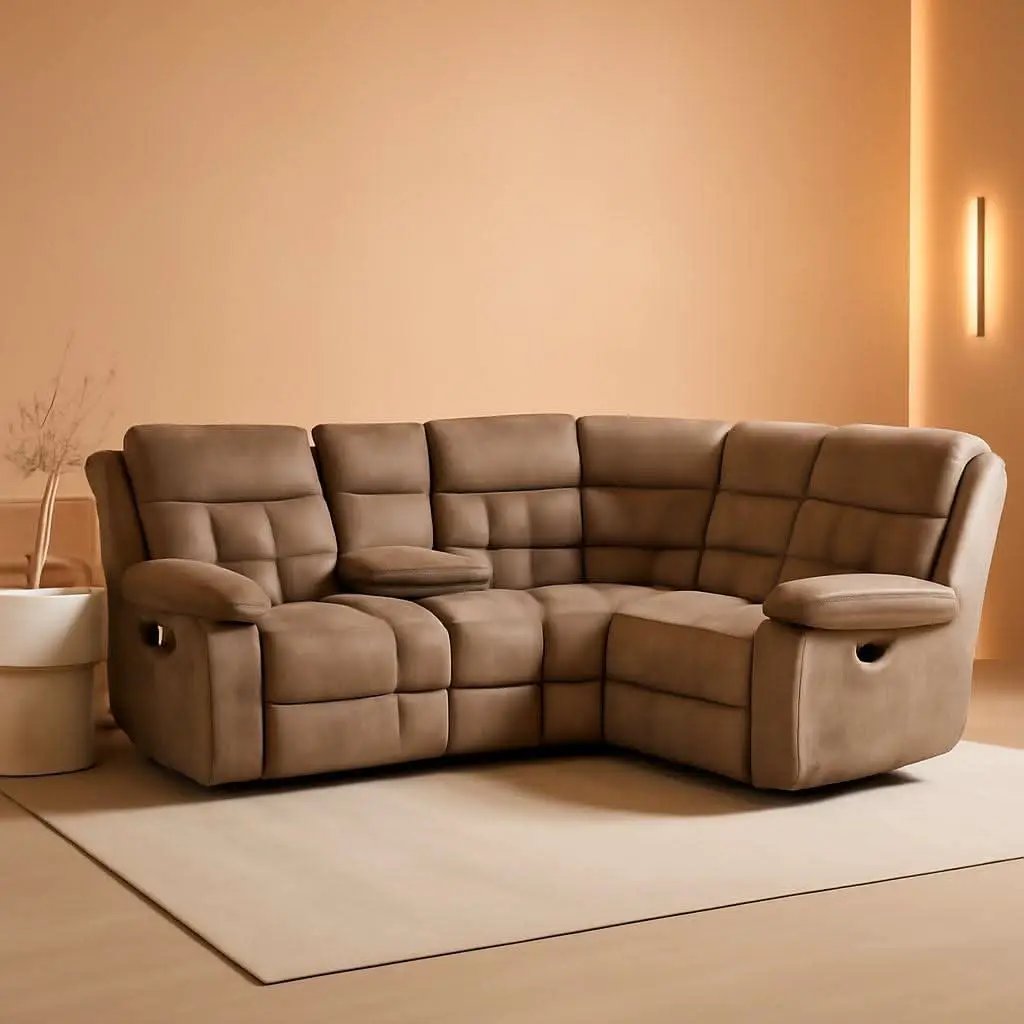 Brown Manual Reclining Sectional Sofa With Cup Holders from PriceLows™